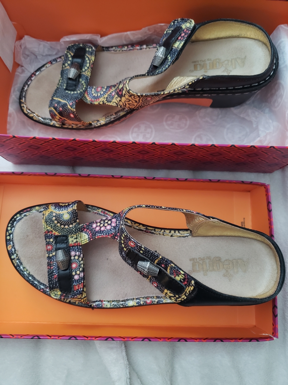 Alegria Black Multi Floral Pattern Slide Clogs/Sandals 9.5/10/40